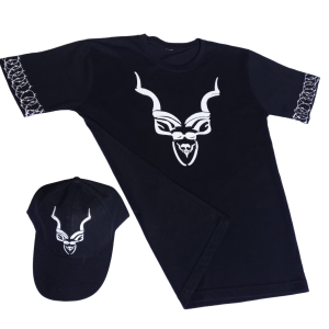 Mens Kudu with Sunglasses and Barbed Wire design T- Shirt and Kudu Cap Set
