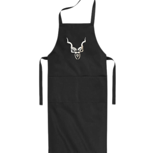 Black Polyester Unisex Full Size Chef Apron with Kudu – One Size Fits All