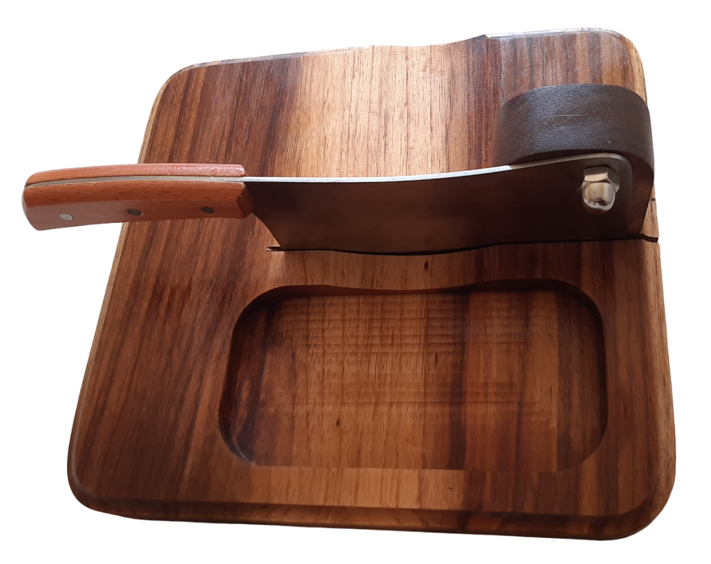 Personalised/ Plain Handcrafted South African Biltong Cutter with Solid Kiaat Wood Base &Tray - Image 2