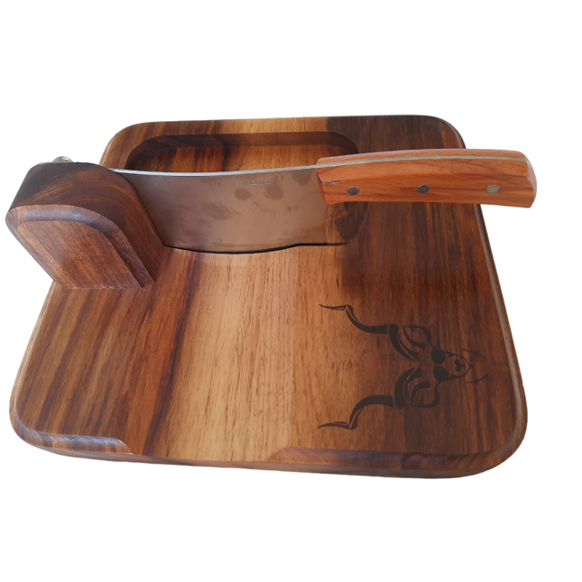 Kudu Handcrafted South African Biltong Cutter with Solid Kiaat Wood Base &Tray - Image 2