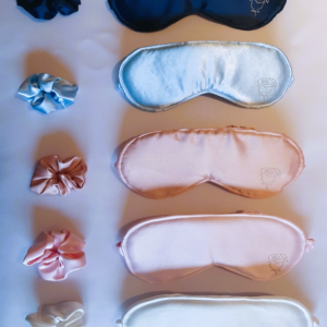 Rose Design Luxurious Silk Sleeping Masks With Matching Scrunchies – Set of 5