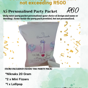 PERSONALISED PARTY PACKET – A5 – Outer party packet only personalised (your choice of design and wording)