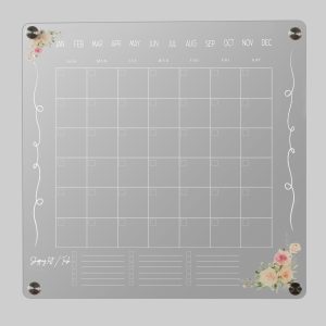 Large Acrylic (Perspex) Reusable Monthly Magnetic Fridge Calendar/Planner (Dry Erase) with Acrylic Numbered Blocks for Dates