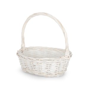 Organize and Decorate in Style: Small White French Country Rattan Basket for Easter, Gift Baskets, Storage, Bread, Blooms, and More!