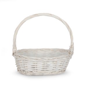 Organize and Decorate in Style: Small White French Country Rattan Basket for Easter, Gift Baskets, Storage, Bread, Blooms, and More!